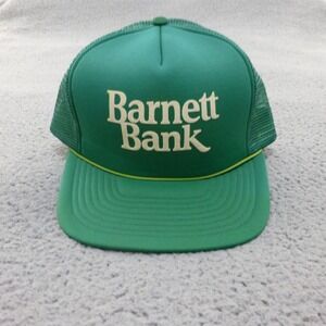 Vintage Barnett Bank Trucker Hat Green Snapback Mesh Cap 80s Advertising